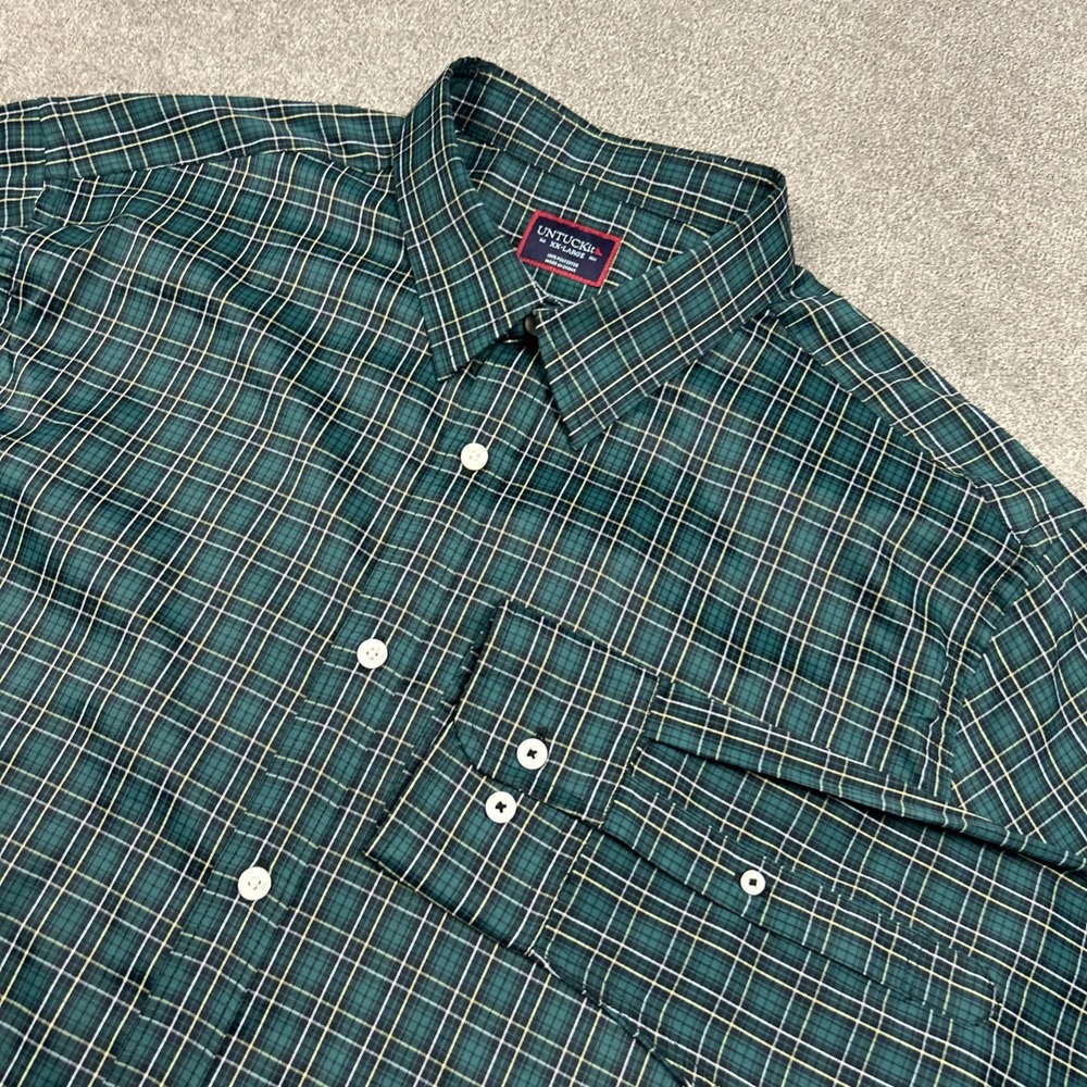 UNTUCKit Shirt Mens 2XL Performance Button Up Long Sleeve Green Plaid Casual